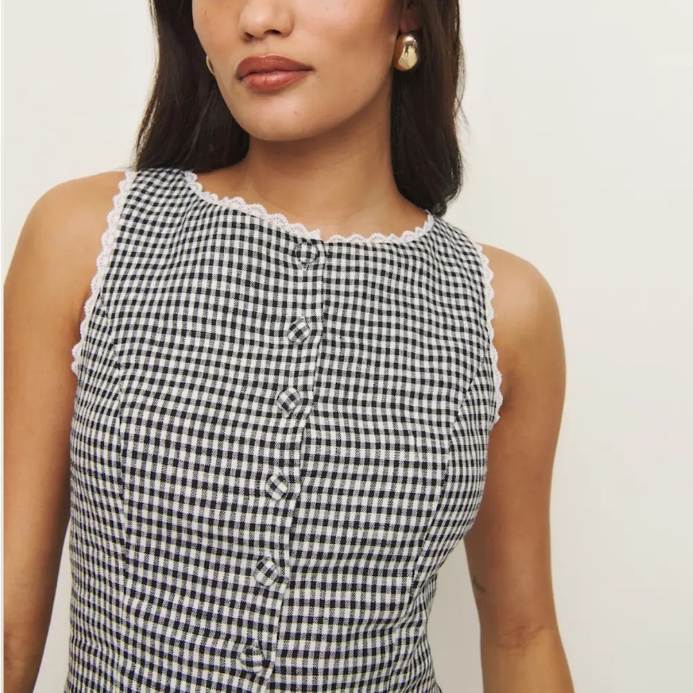 Reformation Amela Linen Top Remy Check